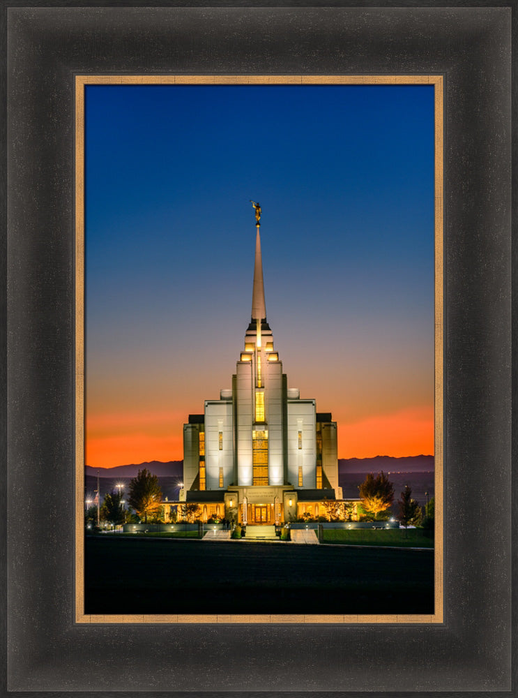 Rexburg Temple - Orange Sunset by Scott Jarvie