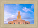 Red Cliffs Utah Temple - Pink Sky - framed giclee canvas