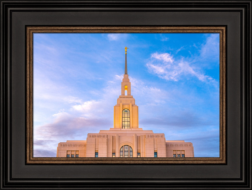 Red Cliffs Utah Temple - Pink Sky - framed giclee canvas