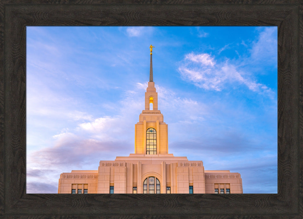 Red Cliffs Utah Temple - Pink Sky - framed giclee canvas