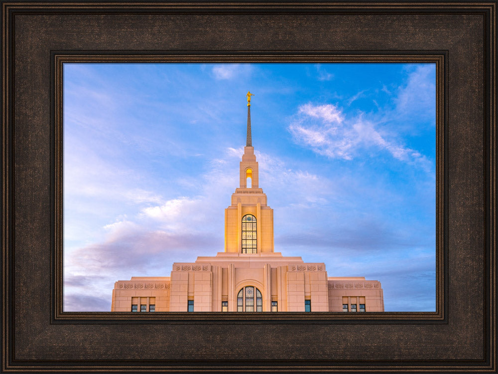 Red Cliffs Utah Temple - Pink Sky - framed giclee canvas