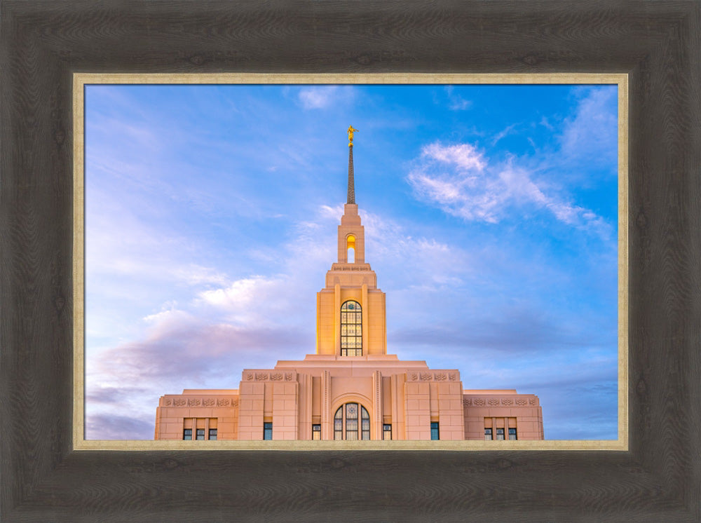 Red Cliffs Utah Temple - Pink Sky - framed giclee canvas