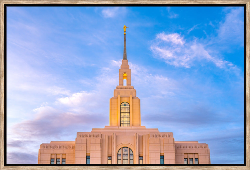 Red Cliffs Utah Temple - Pink Sky - framed giclee canvas