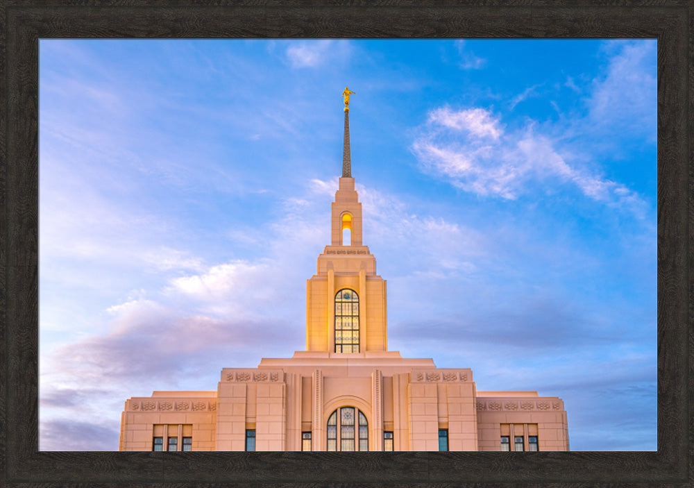 Red Cliffs Utah Temple - Pink Sky - framed giclee canvas