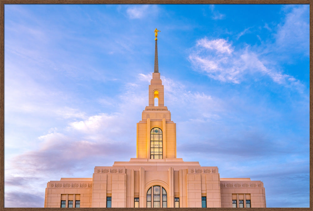 Red Cliffs Utah Temple - Pink Sky - framed giclee canvas