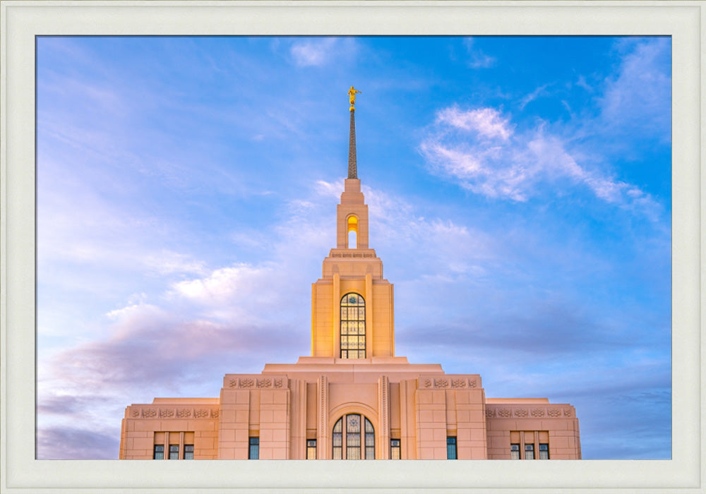 Red Cliffs Utah Temple - Pink Sky - framed giclee canvas