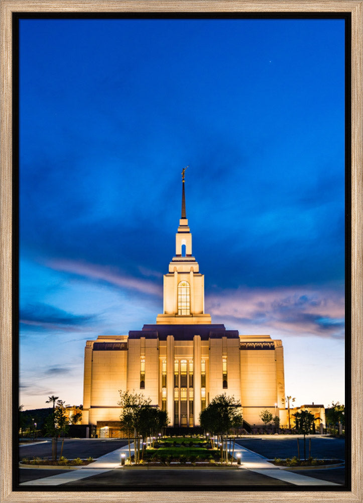 Red Cliffs Utah Temple - Evening Shadows - framed giclee canvas