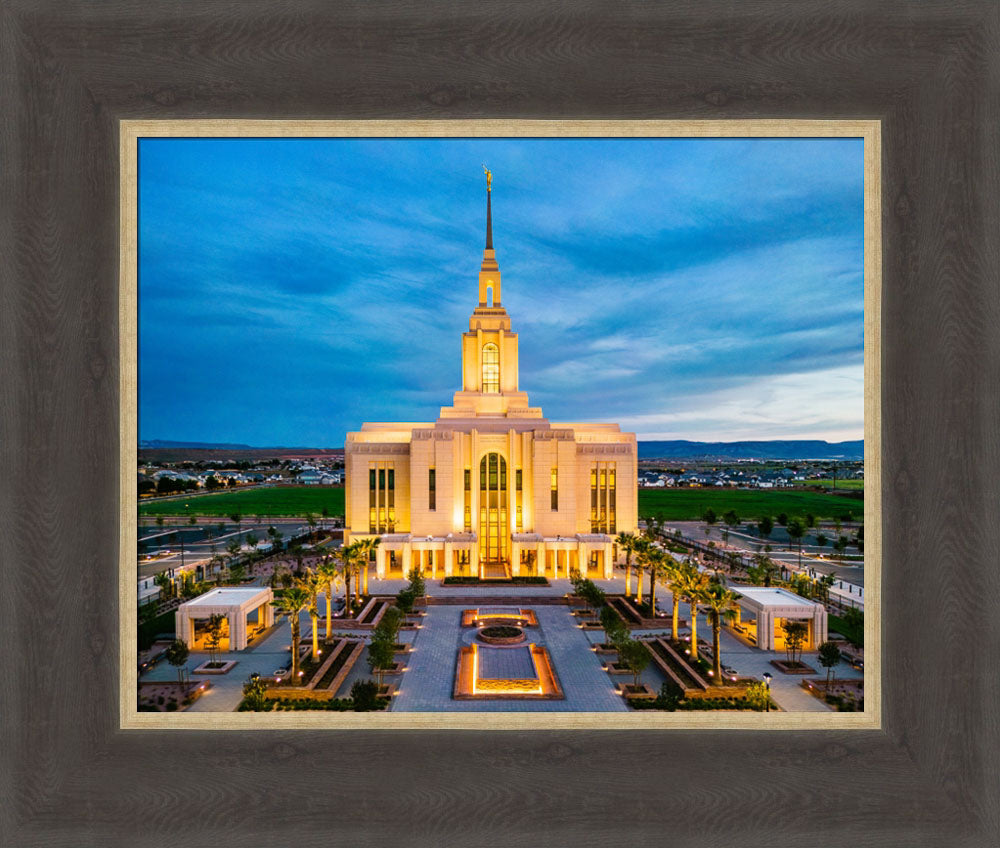 Red Cliffs Utah Temple - Evening Glow - framed giclee canvas