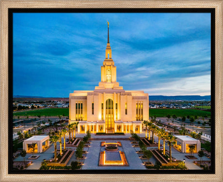 Red Cliffs Utah Temple - Evening Glow - framed giclee canvas