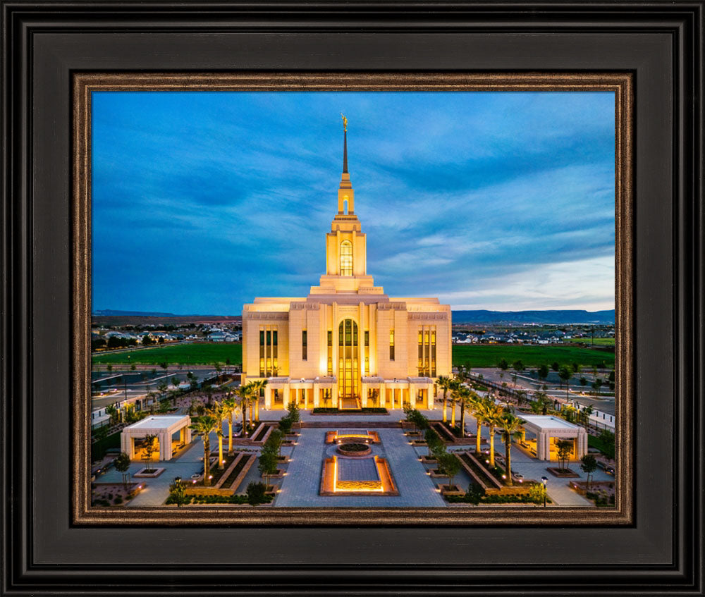 Red Cliffs Utah Temple - Evening Glow - framed giclee canvas