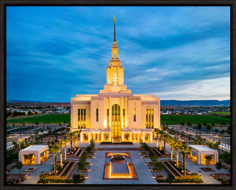 Red Cliffs Utah Temple - Evening Glow - framed giclee canvas