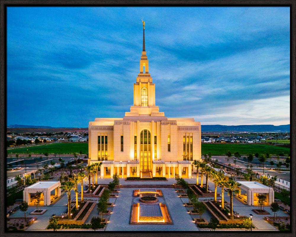 Red Cliffs Utah Temple - Evening Glow - framed giclee canvas