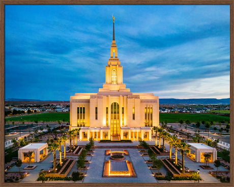 Red Cliffs Utah Temple - Evening Glow - framed giclee canvas