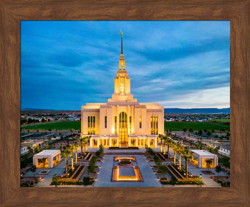 Red Cliffs Utah Temple - Evening Glow - framed giclee canvas