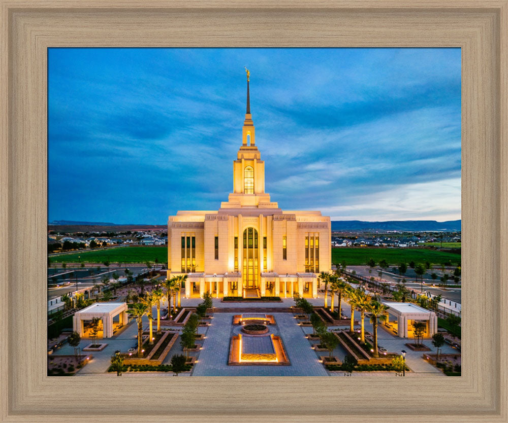 Red Cliffs Utah Temple - Evening Glow - framed giclee canvas