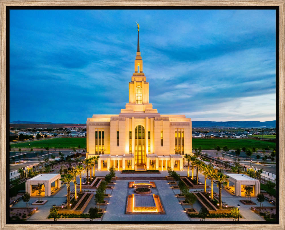 Red Cliffs Utah Temple - Evening Glow - framed giclee canvas