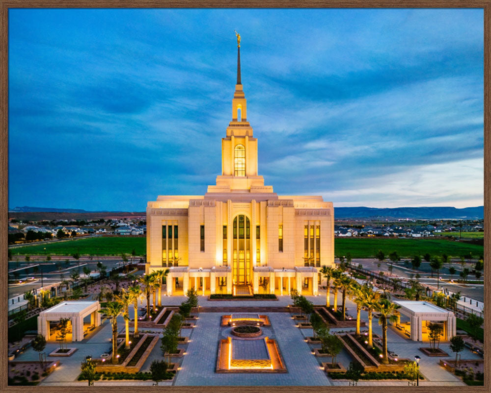 Red Cliffs Utah Temple - Evening Glow - framed giclee canvas