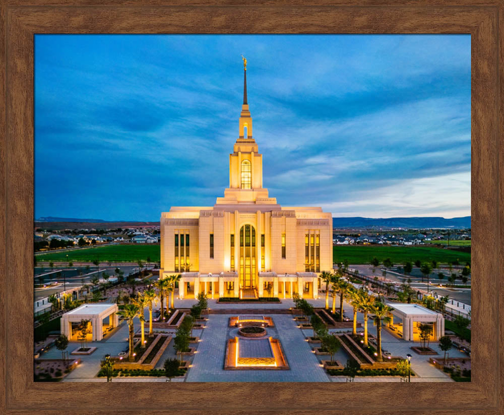 Red Cliffs Utah Temple - Evening Glow - framed giclee canvas