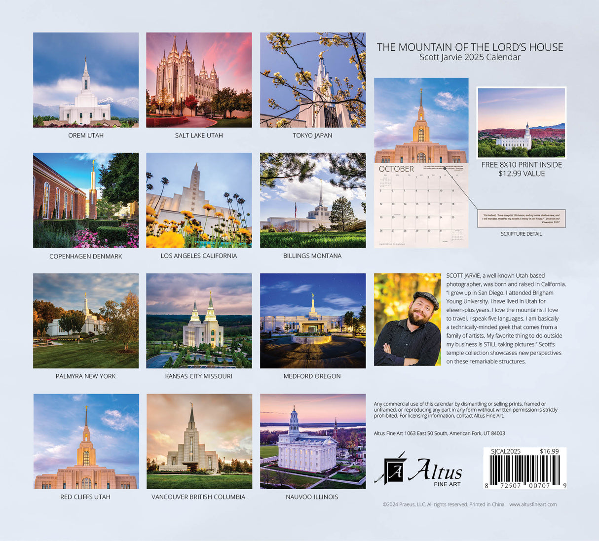 A calendar showcasing images of the temple and its surrounding grounds, highlighting architectural beauty and serene landscapes.