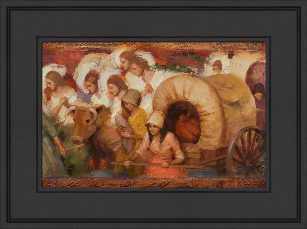 Angels helping women pioneers pull handcarts across the plains. Art 10