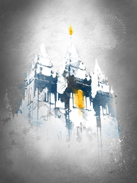 Impressionist style painting of the Salt Lake Temple.