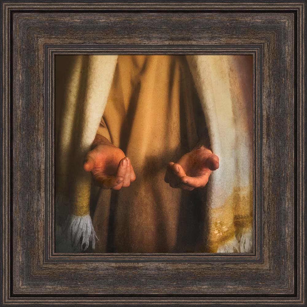 Come Unto Me 18x18 framed giclee canvas dark brown frame