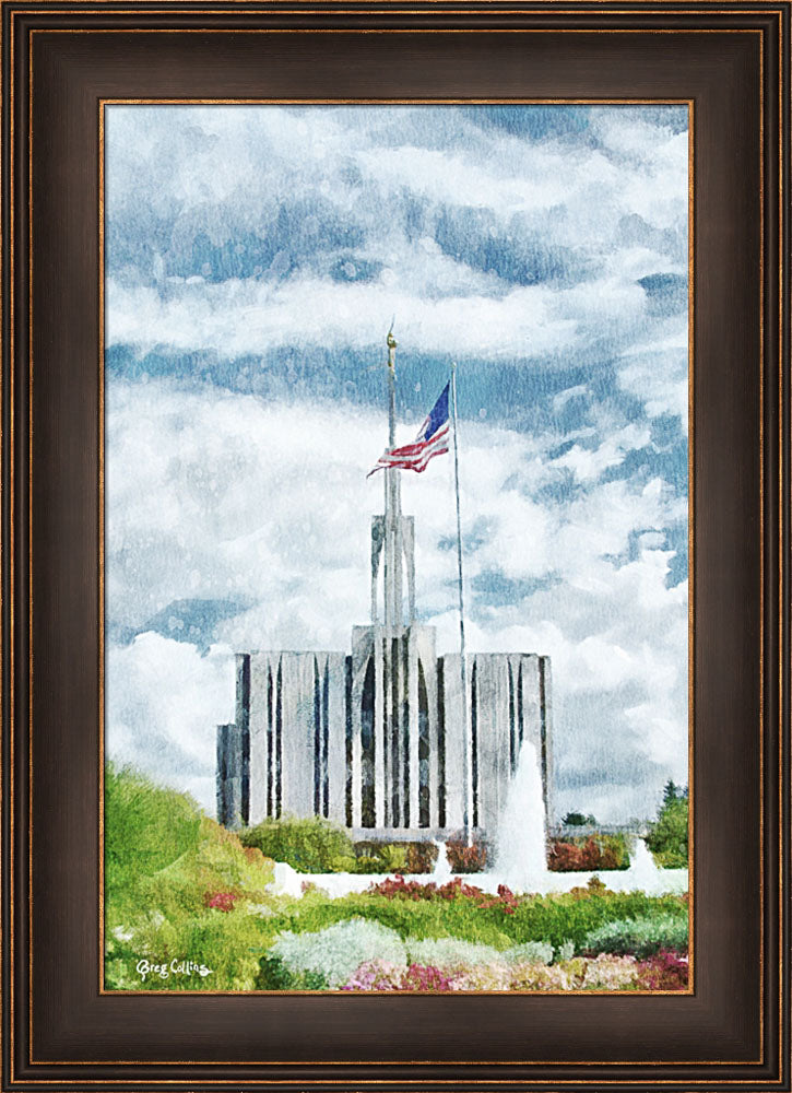 Seattle Temple - US Flag by Greg Collins