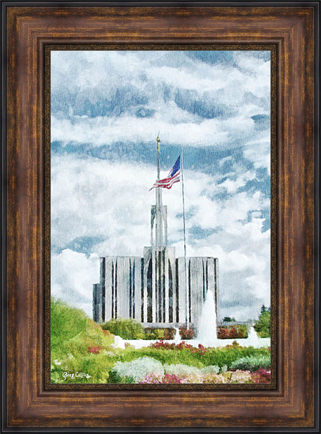 Seattle Temple - US Flag by Greg Collins