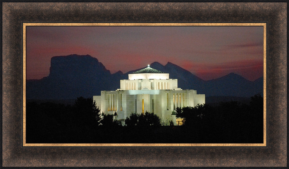 Cardston Temple - Chief Mountain Panorama by Hank deLespinasse