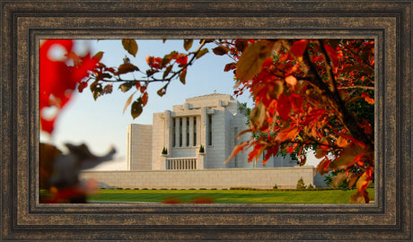 Cardston Temple - Fall Leaves by Hank deLespinasse