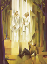 God, the Father, and Jesus Christ appear to the boy, Joseph Smith. Art 