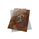 Christmas card by J. Kirk Richards, depicting a serene painting of Jesus surrounded by his family.