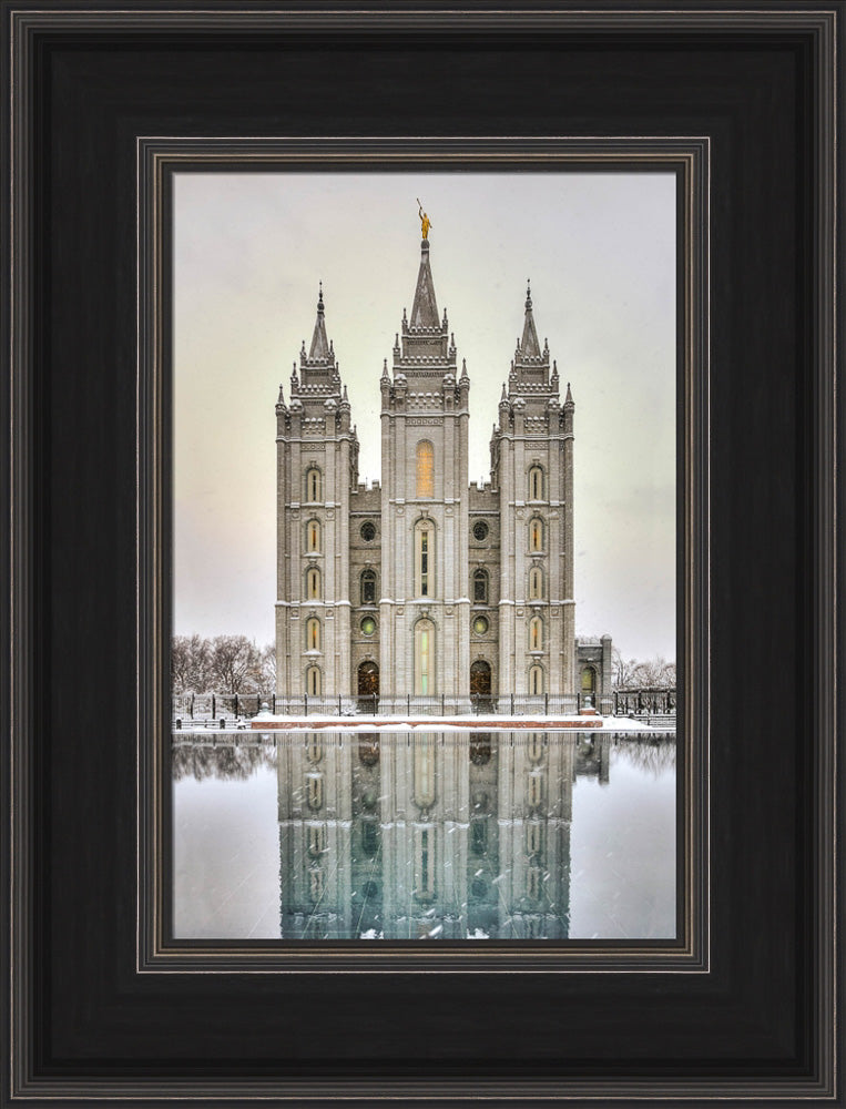 Salt Lake Temple - Snowfall Reflection by Kyle Woodbury