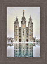 Salt Lake Temple - Snowfall Reflection by Kyle Woodbury