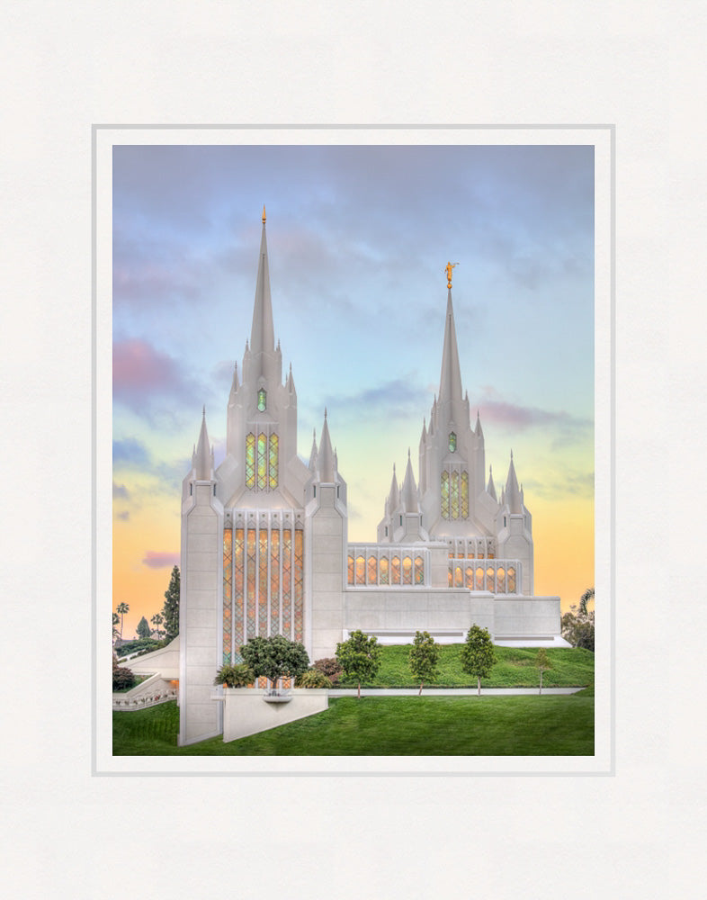 San Diego California Temple - Pastel Sky by Kyle Woodbury