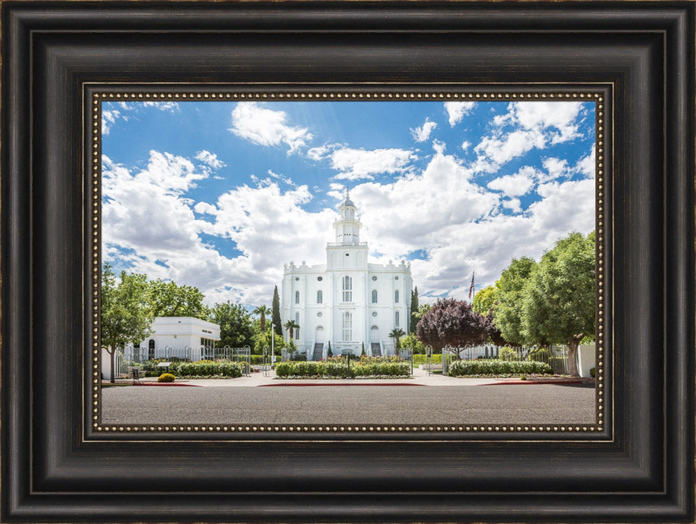 St. George Utah Temple - Blue Cloudy Skies by Lance Bertola