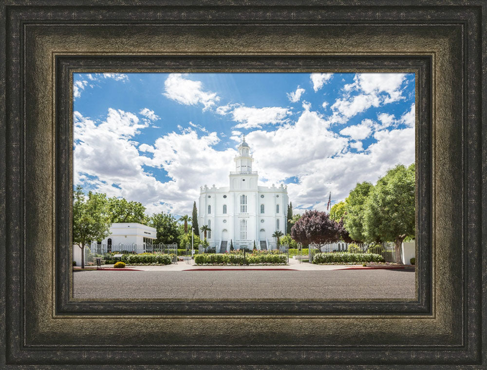 St. George Utah Temple - Blue Cloudy Skies by Lance Bertola