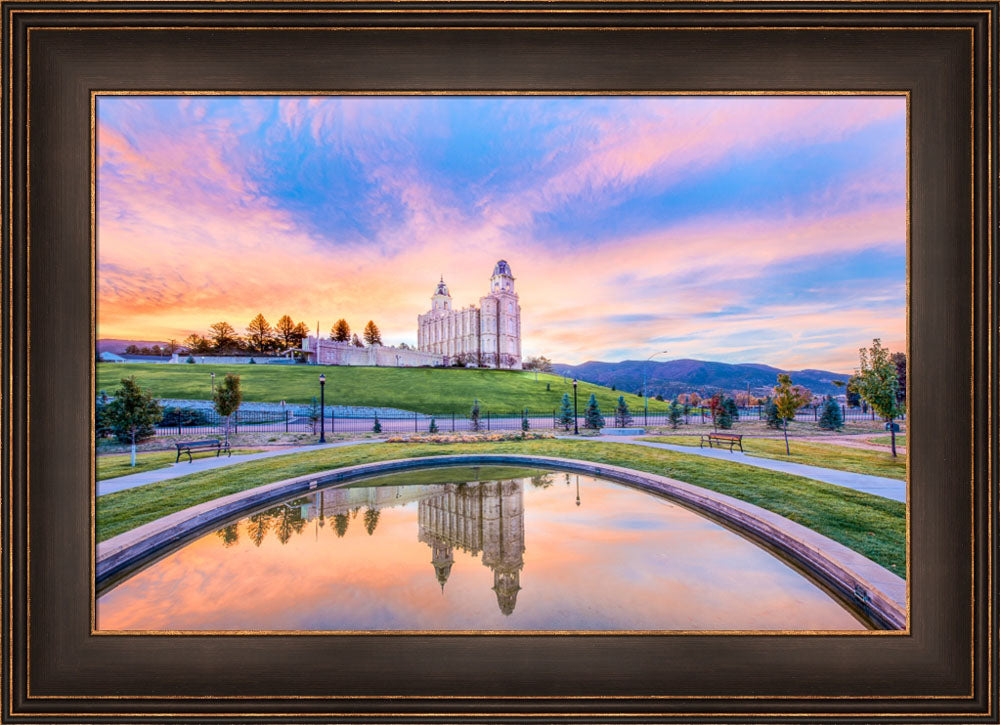 Manti Utah Temple - Reflection Pool by Lance Bertola