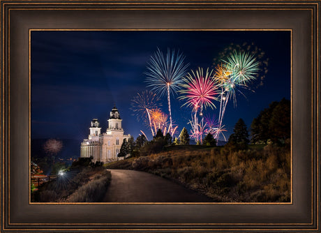 Manti Temple - Fireworks by Lance Bertola