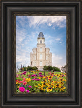 Manti Utah Temple - Summer Flowers by Lance Bertola