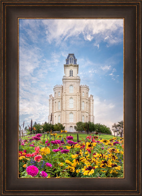 Manti Utah Temple - Summer Flowers by Lance Bertola