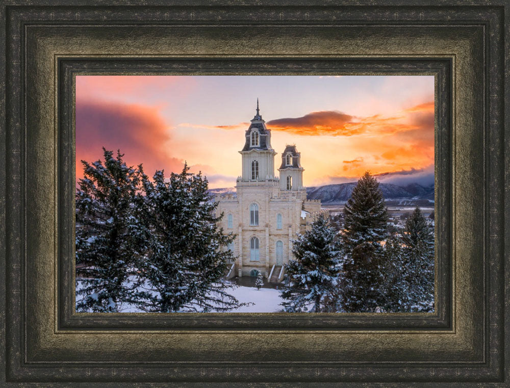 Manti Temple - Snow Covered Valley by Lance Bertola