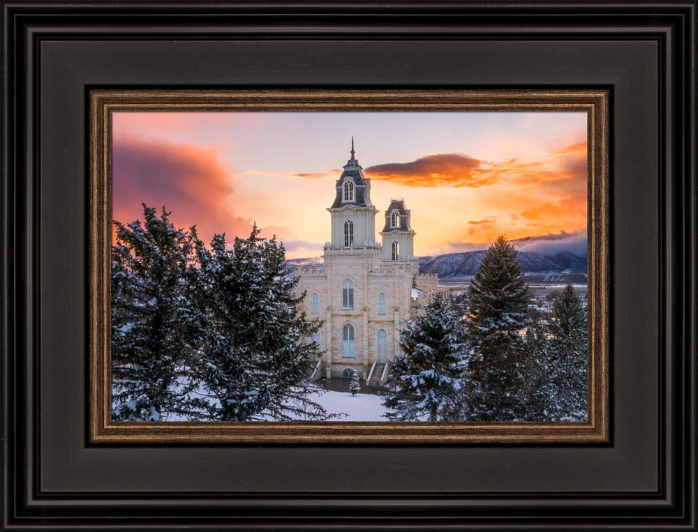 Manti Temple - Snow Covered Valley by Lance Bertola