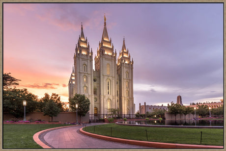 Salt Lake City Temple - Sunset Lit Pathway by Lance Bertola