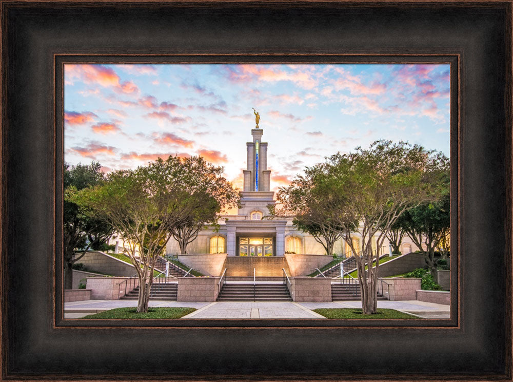 San Antonio Temple - Sunburst Sunset by Lance Bertola