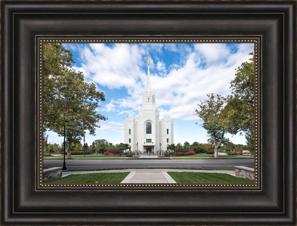 Brigham City Utah Temple - Clouds Blue Sky in the Morning by Lance Bertola