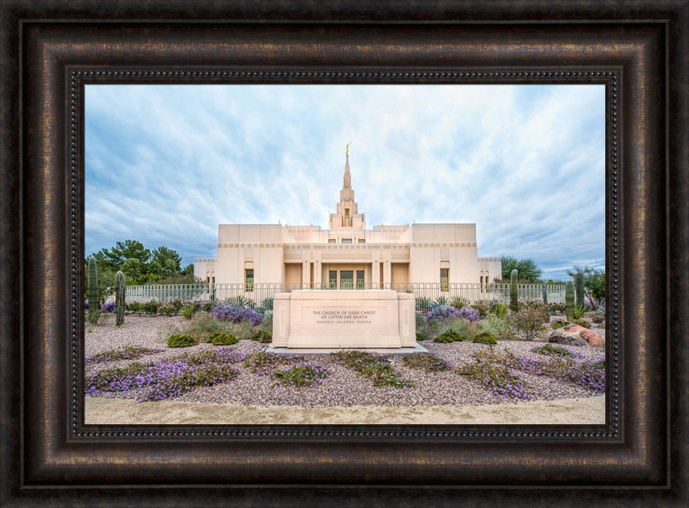 Phoenix Arizona Temple - Purple Flower Pathway by Lance Bertola