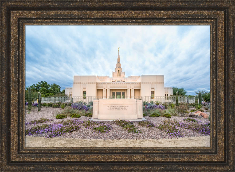 Phoenix Arizona Temple - Purple Flower Pathway by Lance Bertola