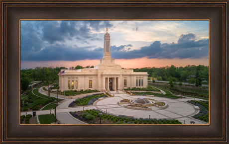 Indianapolis Temple - Sunset Panorama by Lance Bertola