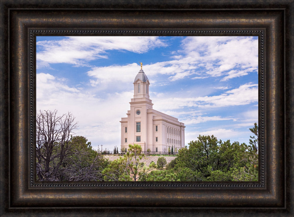 Cedar City Utah Temple - Cloudy Blue Sky Landscape by Lance Bertola